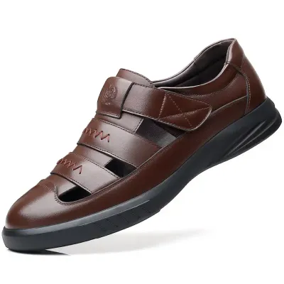 BREATHABLE BAITA LEATHER SANDALS BROWN